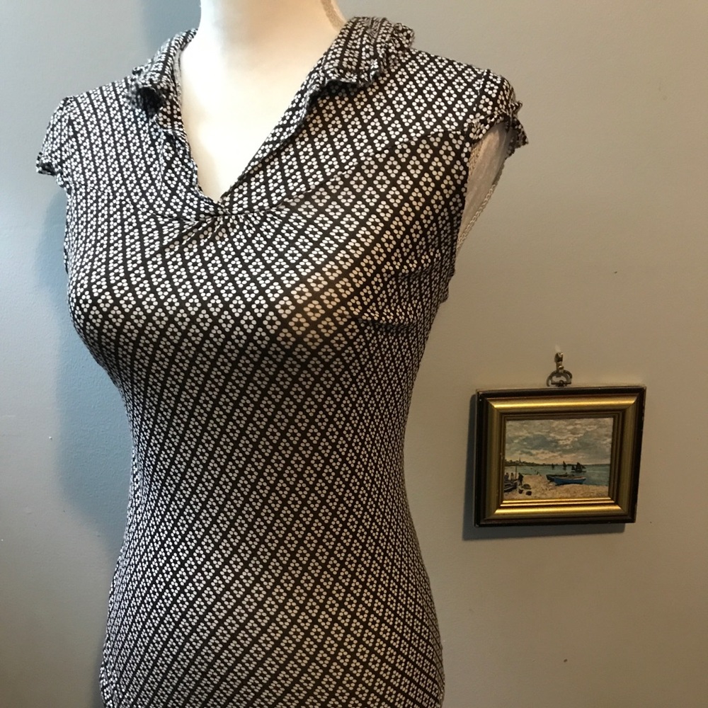 Zara Collection grey and white blouse Size M A1